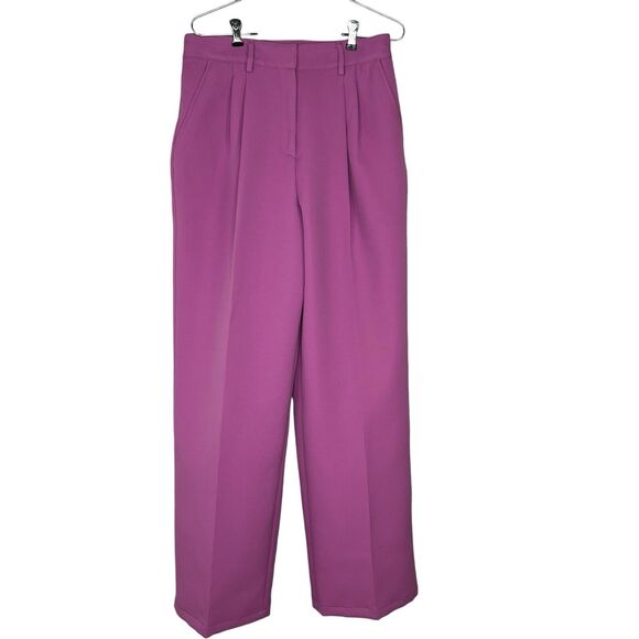 AKNVAS Size 10 High Rise Pleated Straight Leg Trouser Suit Pant O'Connor Orchid - Picture 2 of 5